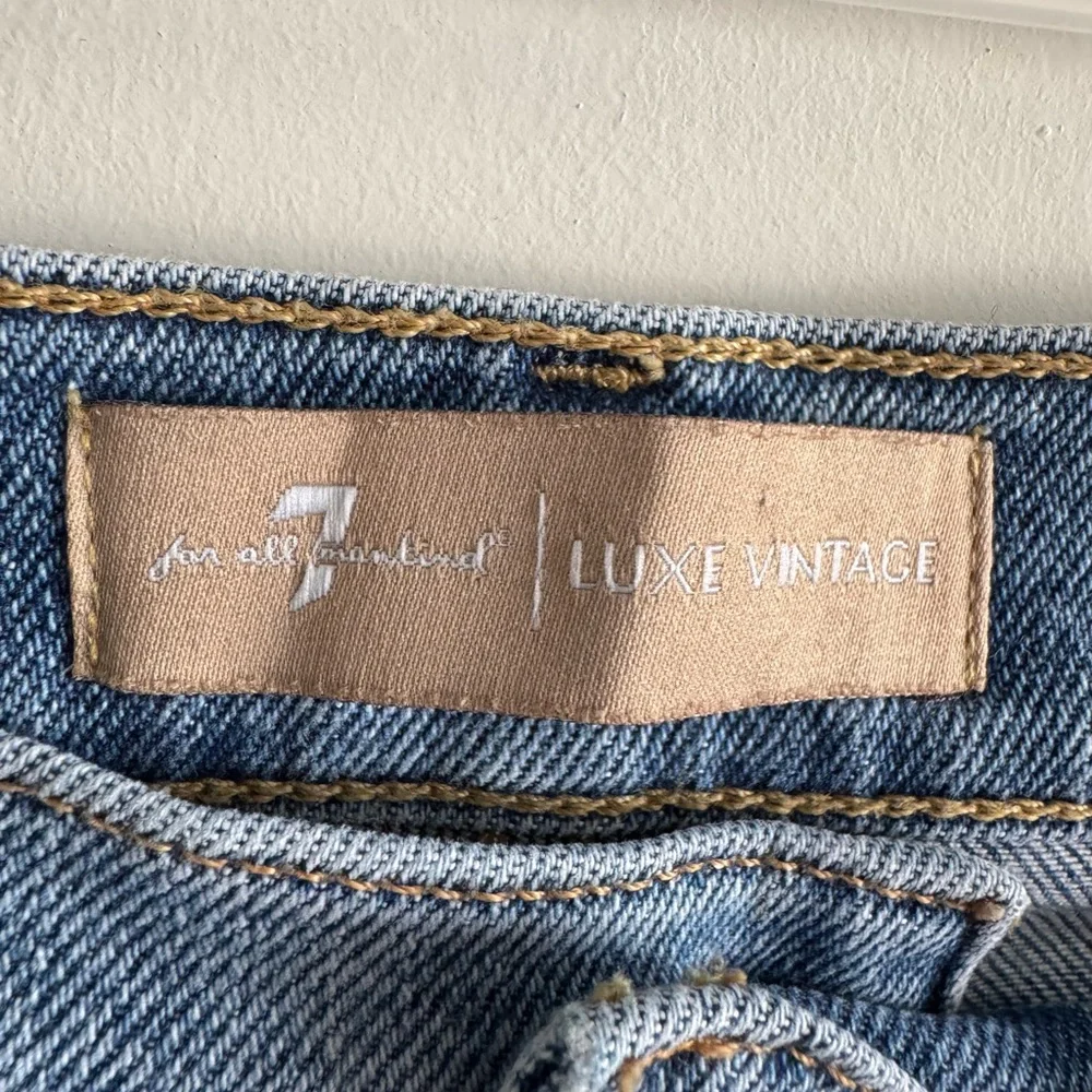 7 For All Mankind Luxe Vintage ankle skinny jeans with raw hem